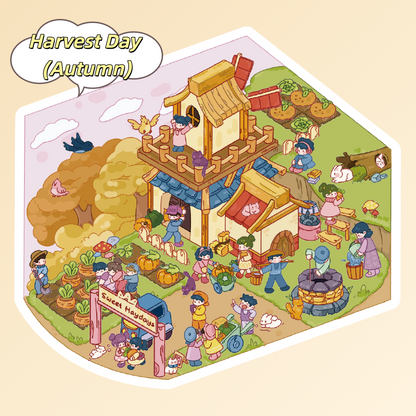 Scene Sticker (Meow Cottage & Sweet Farm) - 3D Mini Scene, Cute DIY Journal & Scrapbook Supplies # 15
