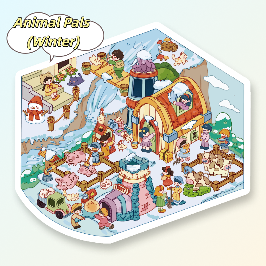 Scene Sticker (Meow Cottage & Sweet Farm) - 3D Mini Scene, Cute DIY Journal & Scrapbook Supplies # 15
