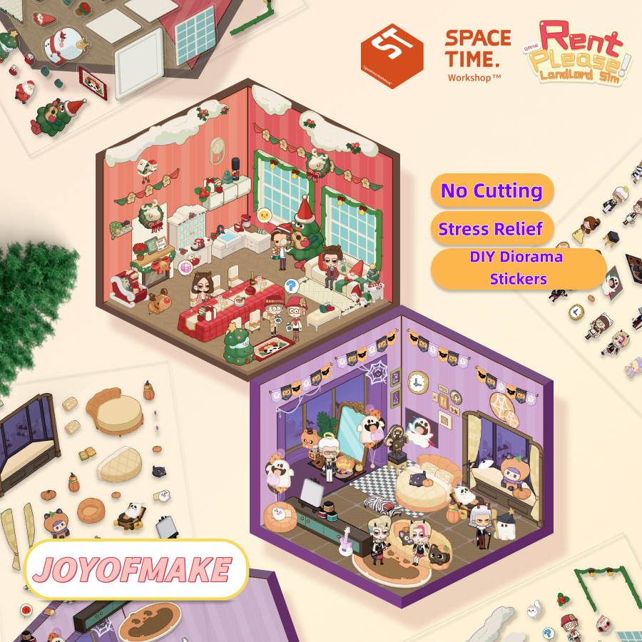 Landlord Simulator Scene Sticker - 3D Mini House, Cute DIY Journal & Scrapbook Supplies, Stress Relief Toy #36