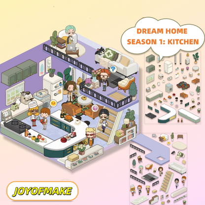 Landlord Simulator Scene Sticker - 3D Mini House, Cute DIY Journal & Scrapbook Supplies, Stress Relief Toy #36
