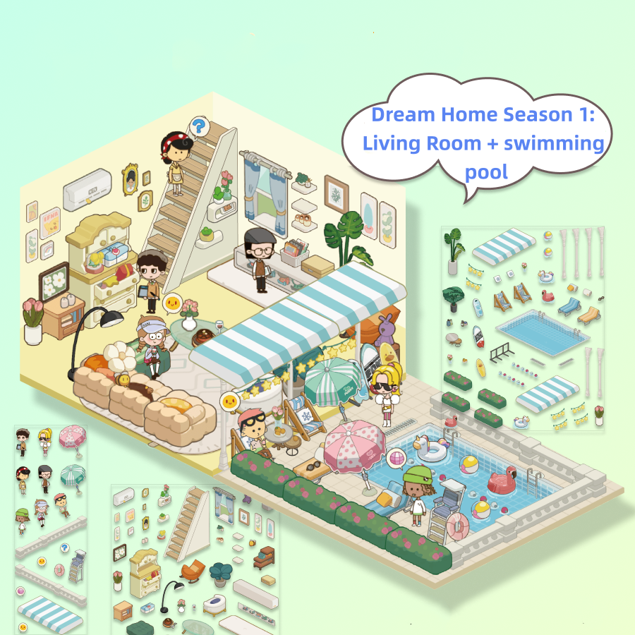 Landlord Simulator Scene Sticker - 3D Mini House, Cute DIY Journal & Scrapbook Supplies, Stress Relief Toy #36