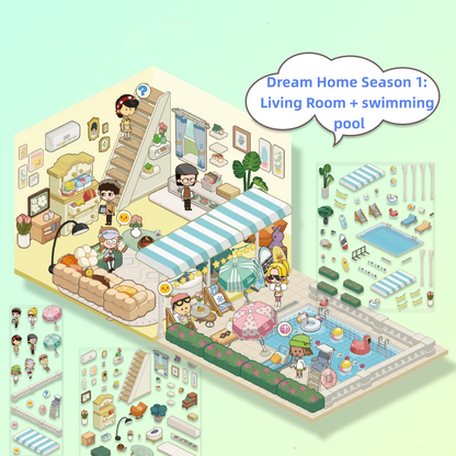 Landlord Simulator Scene Sticker - 3D Mini House, Cute DIY Journal & Scrapbook Supplies, Stress Relief Toy #36