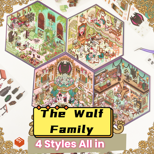The Wolf Family Scene Sticker Puzzle - 3D Mini House, Cute DIY Journal & Scrapbook Supplies # 37