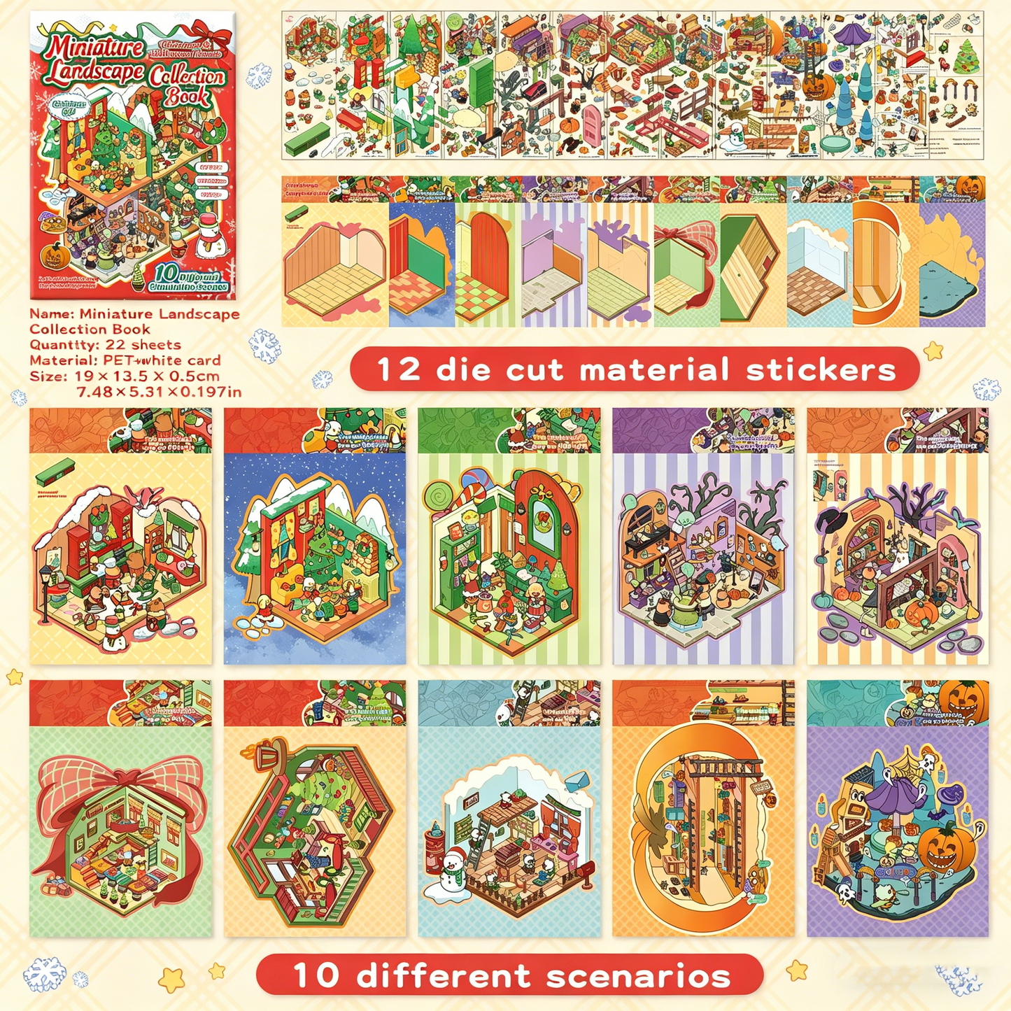 YiLan DIY 3D Scene Stickers Christmas Series Miniature Scene Sticker Collection Book #315