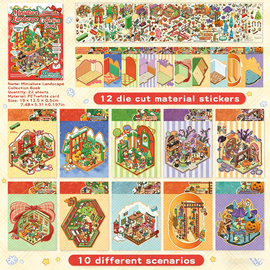 YiLan DIY 3D Scene Stickers Christmas Series Miniature Scene Sticker Collection Book #315