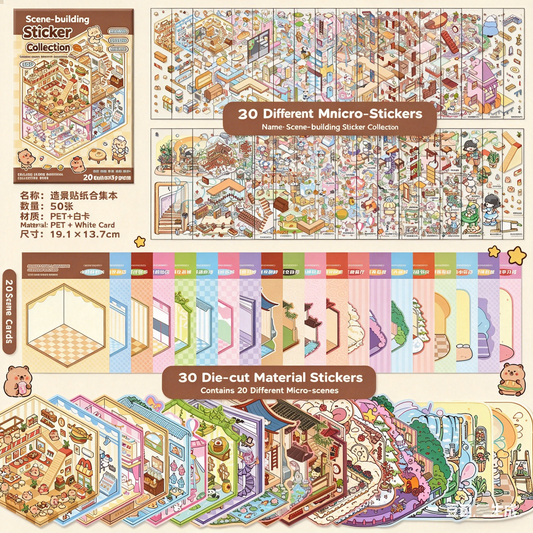 YiLan DIY 3D Scene Stickers 1.0 Miniature Scene Collection Book – Large Size #328