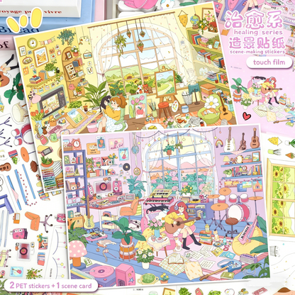 YiLan DIY 3D Scene Stickers 115.0 Healing Series: Music Studio & Illustration Studio – Soft-Touch Finish #321