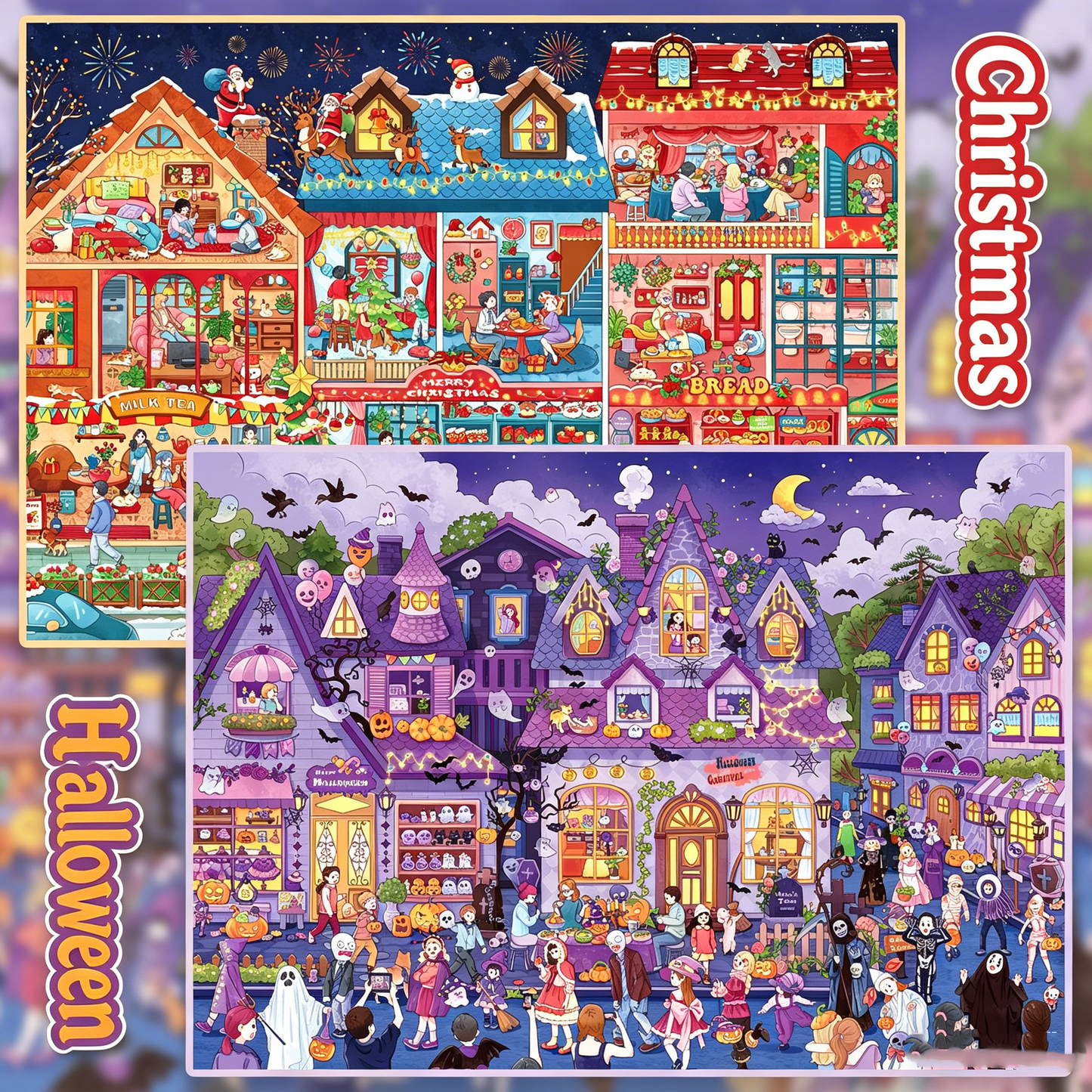 Junbei DIY 3D Scene Stickers 12.0 Christmas & Halloween – Large Miniature Scenes #334