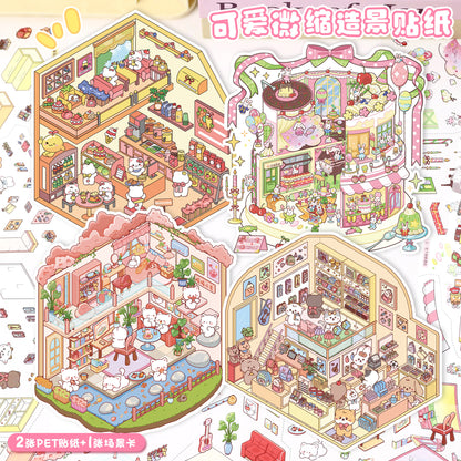 YiLan DIY 3D Scene Stickers Cute Little House Series Small Size Miniature Scene Stickers #312