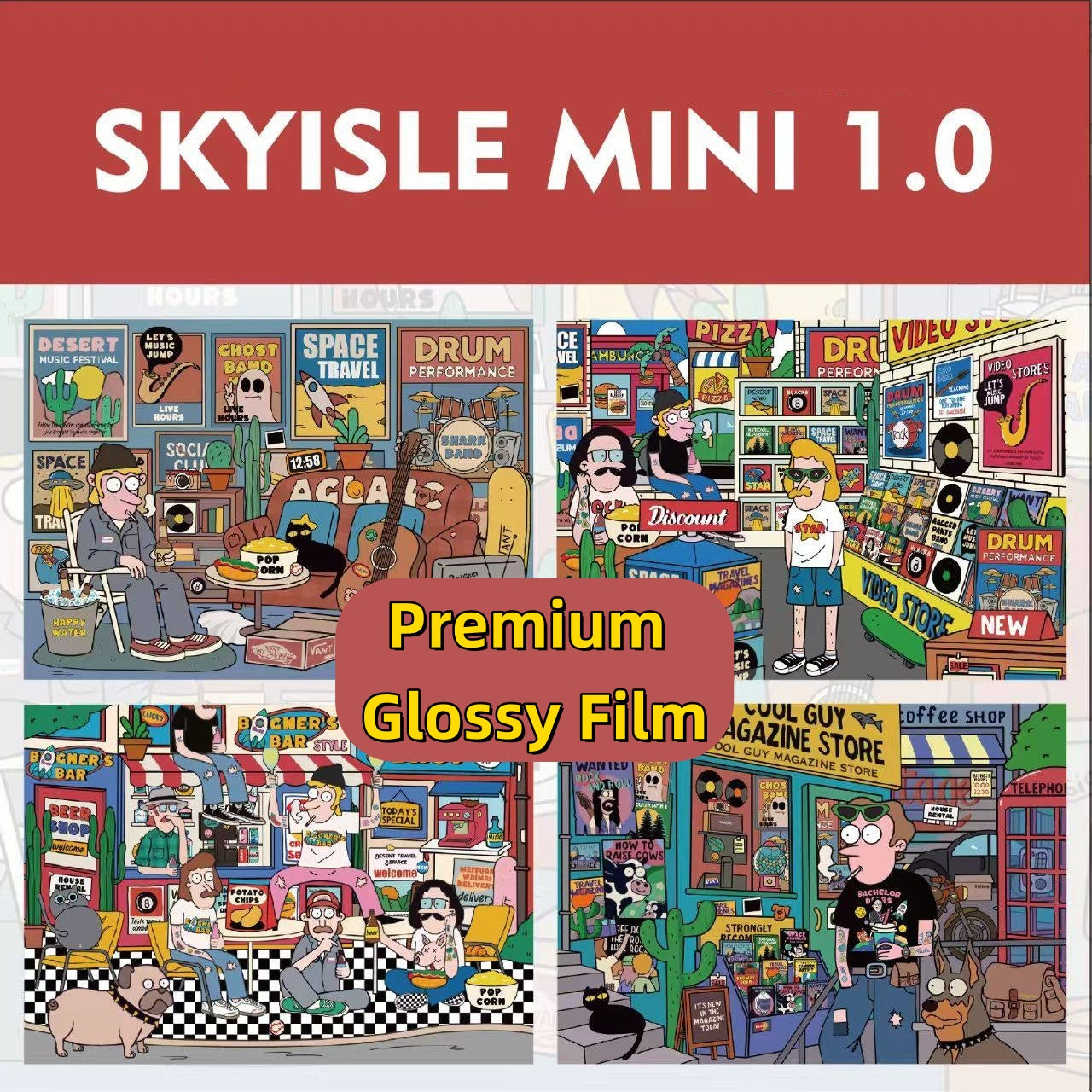 SKYISLE mini1.0 DIY 3D Scene Stickers, modern youth American comic, decompression sticker to decorate miniature scene#104