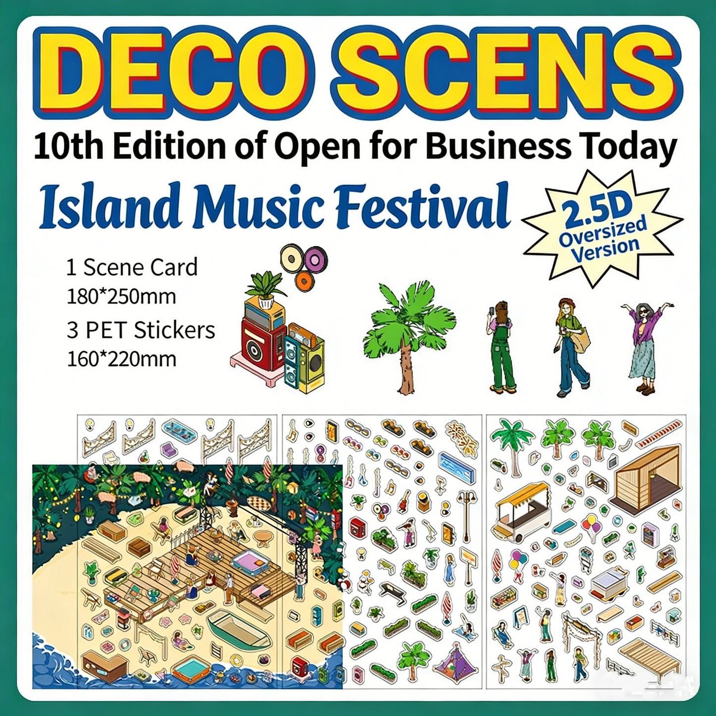 Infeelme's 10th play of DIY 3D Scene Stickers in open today,  on the clouds cafe landscaping sticker island music festival large scene#140