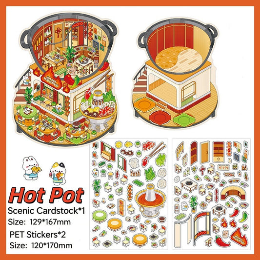 Infeelme's 12th play of landscape stickers in open today, Landscaping Sticker Large 3D Cabin Miniature Scene 12.0#154