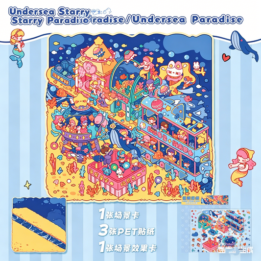 YiLan DIY 3D Scene Stickers 14.0 Large cute ocean food stall #238