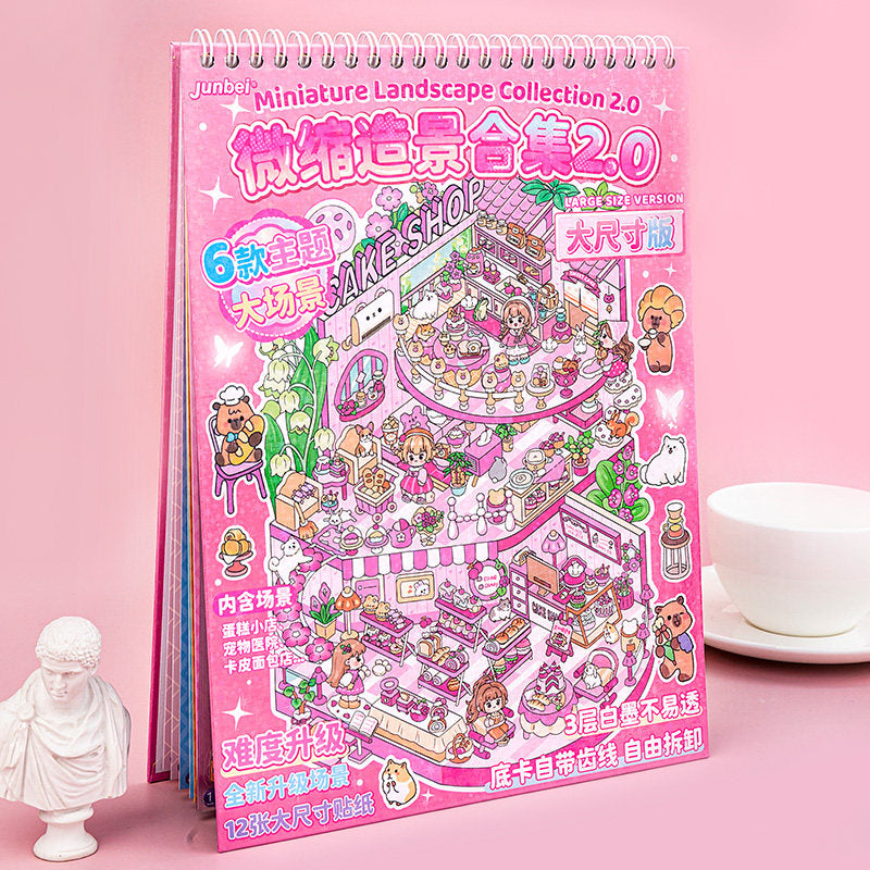 Creative large-size miniature DIY 3D Scene Stickers collection book 2.0 junior high school student hand account DIY theme material three-dimensional sticker#132