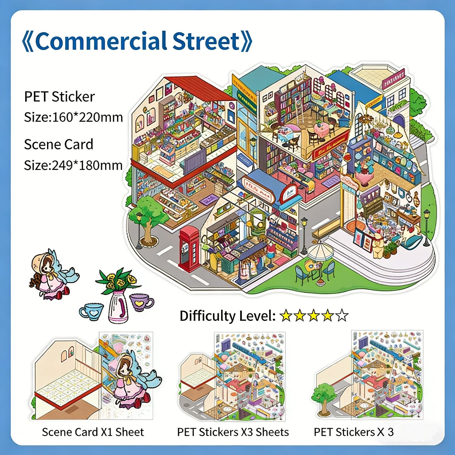 Infeelme's 22nd play of DIY 3D Scene Stickers  in open today, City Street Miniature Scene Stickers Large#117