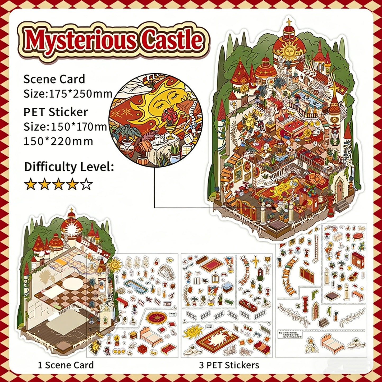 Infeelme's 24th play of DIY 3D Scene Stickers in open today,  Miniature Castle Infi Landscaping Sticker Large#139