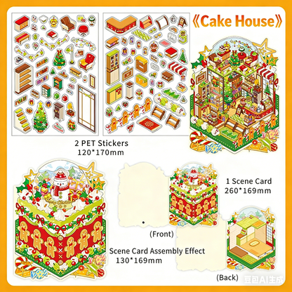 Infeelme's 25th play of DIY 3D Scene Stickers in open today, Christmas miniature scene stickers High difficulty#146
