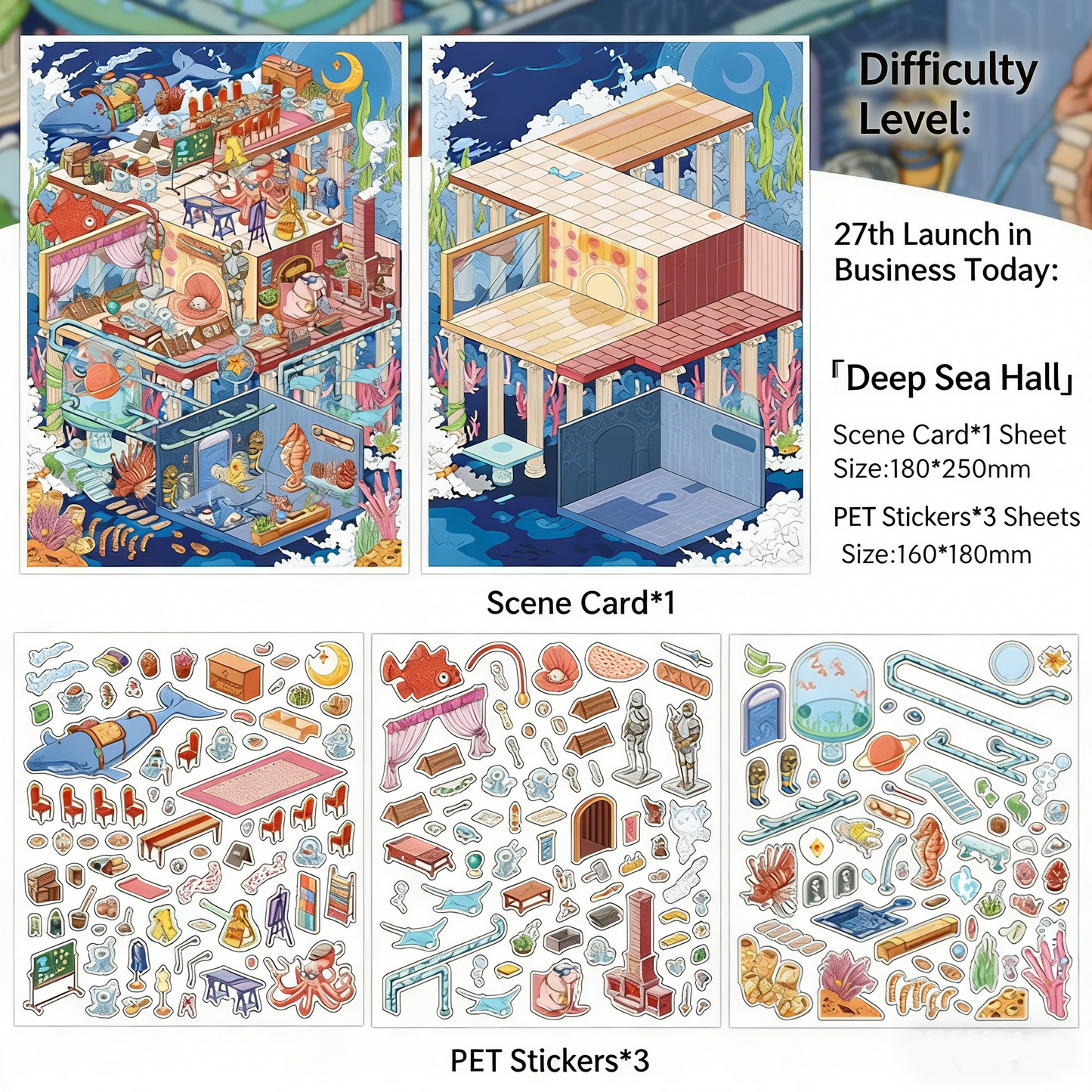 Infeelme's 27th play of DIY 3D Scene Stickers  in open today,Deep Sea Venue Miniature Scene Sticker Large Size#111