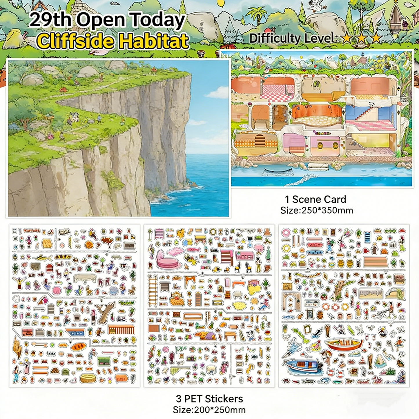 Infeelme's 29th play of DIY 3D Scene Stickers in open today,  Cliff Habitat Large Edition Special Oil Landscaping Sticker#130