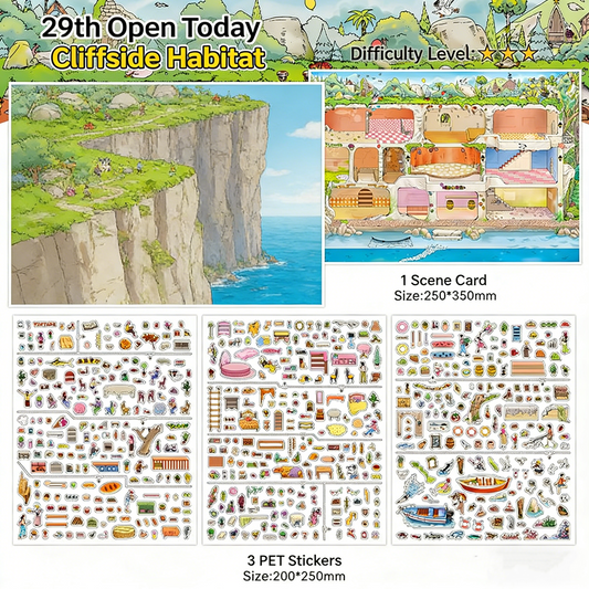 Infeelme's 29th play of DIY 3D Scene Stickers in open today,  Cliff Habitat Large Edition Special Oil Landscaping Sticker#130