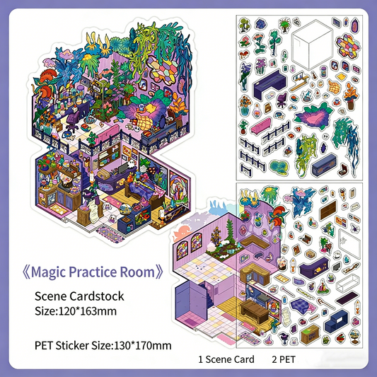 Infeelme's thirty-fifth play of DIY 3D Scene Stickers in open today, landscaping stickers three-dimensional hut miniature scene stickers#124