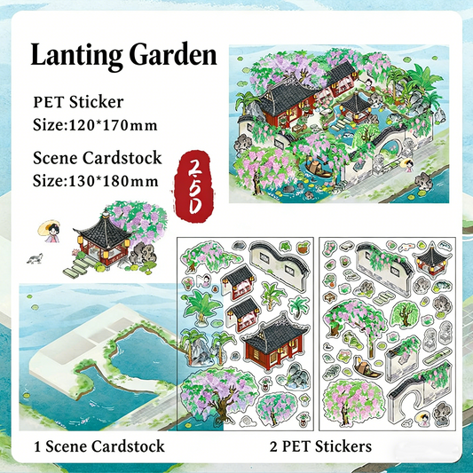 Infeelme's 4th play of landscape stickers in open today, My Cabin Landscaping Sticker Large Antique Stereo DIY Miniature Scene Sticker#152