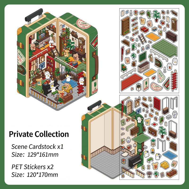 Infeelme's 6th play of DIY 3D Scene Stickers in open today,  landscaping sticker hut miniature scene sticker large#155