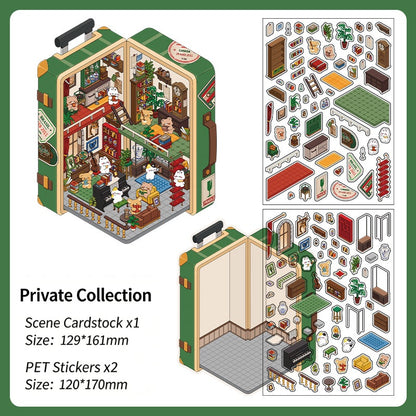 Infeelme's 6th play of DIY 3D Scene Stickers in open today,  landscaping sticker hut miniature scene sticker large#155