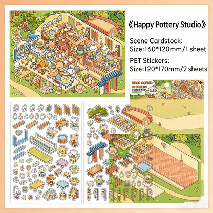 Infeelme's eighth play of DIY 3D Scene Stickers  in open today, 2.5D landscaping sticker large miniature scene three-dimensional hut sticker#110