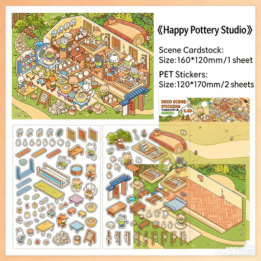 Infeelme's eighth play of DIY 3D Scene Stickers  in open today, 2.5D landscaping sticker large miniature scene three-dimensional hut sticker#110