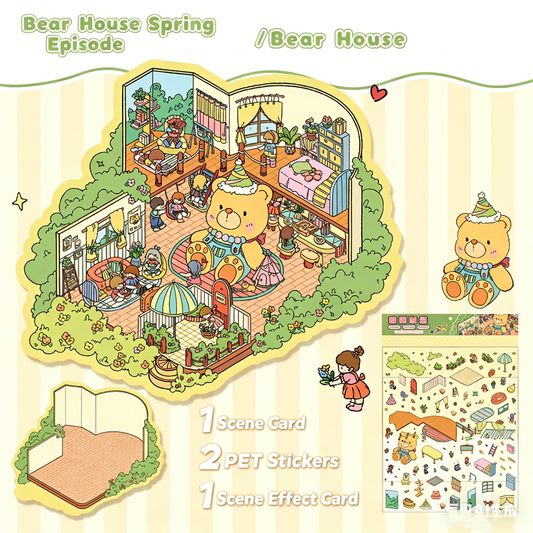 YiLan DIY 3D Scene Stickers 9.0 Extra large version of cute cartoon large bear cabin #228