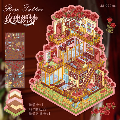 YiLan DIY 3D Scene Stickers 94.0 Queen Villa Forest Cabin Miniature Scene #256