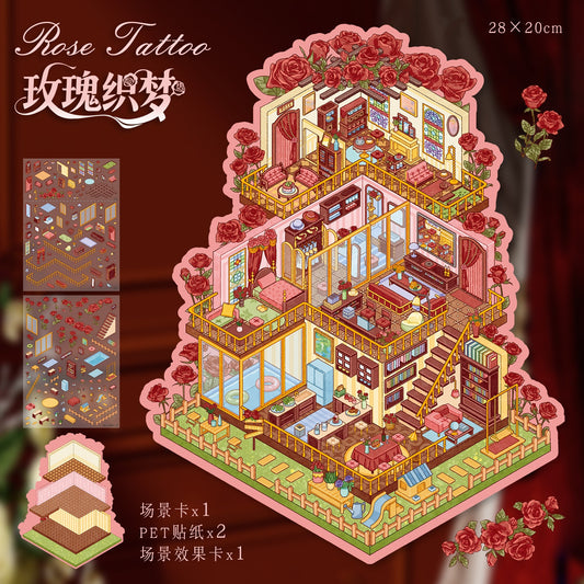 YiLan DIY 3D Scene Stickers 94.0 Queen Villa Forest Cabin Miniature Scene #256