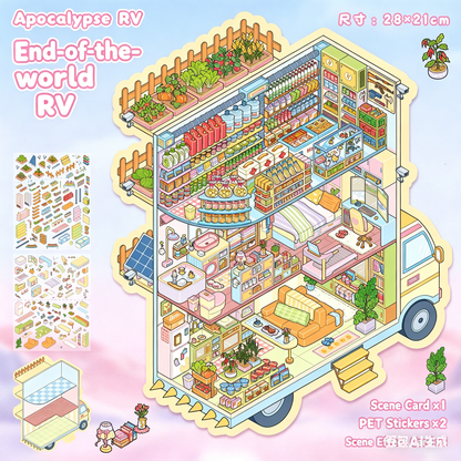 YiLan DIY 3D Scene Stickers 95.0 Lemon Convenience Store Doomsday RV High Difficulty Miniature Scene #251