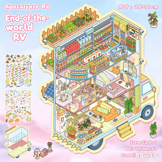 YiLan DIY 3D Scene Stickers 95.0 Lemon Convenience Store Doomsday RV High Difficulty Miniature Scene #251