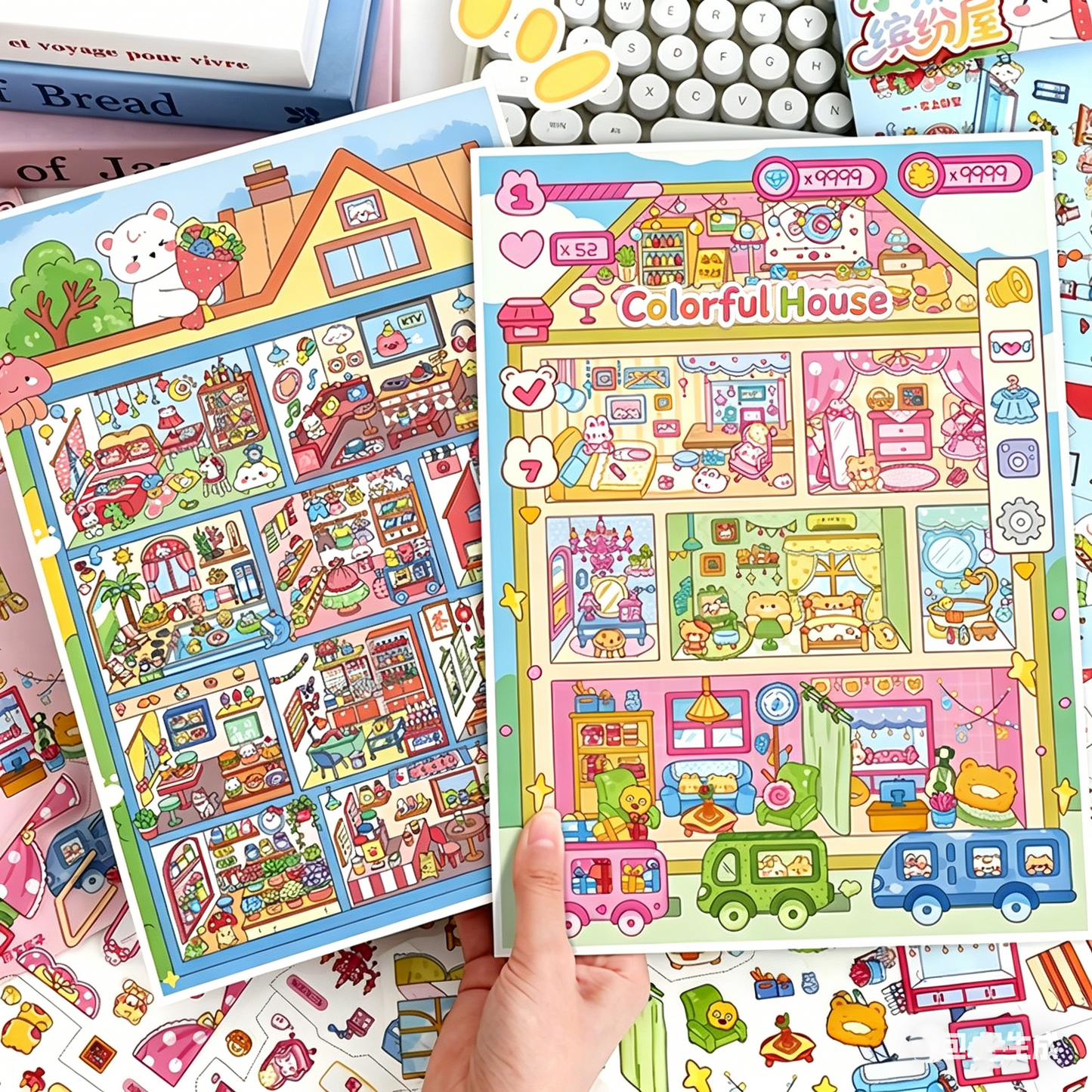 YiLan DIY 3D Scene Stickers 129.0 Large Cute Lattice Three-dimensional Cabin #231