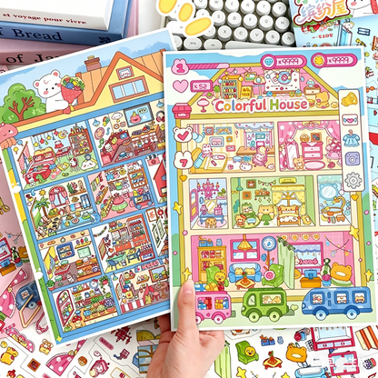 YiLan DIY 3D Scene Stickers 129.0 Large Cute Lattice Three-dimensional Cabin #231