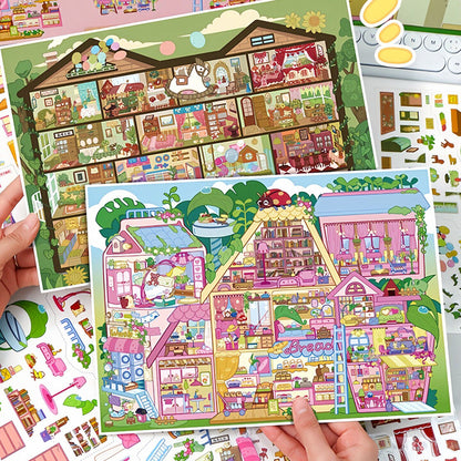 YiLan DIY 3D Scene Stickers 130.0 Lattice Landscaping Sticker 3D Stereoscopic Cabin #235