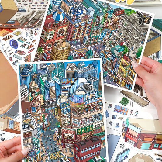YiLan DIY 3D Scene Stickers 139.0 Macau Hong Kong Street View #254