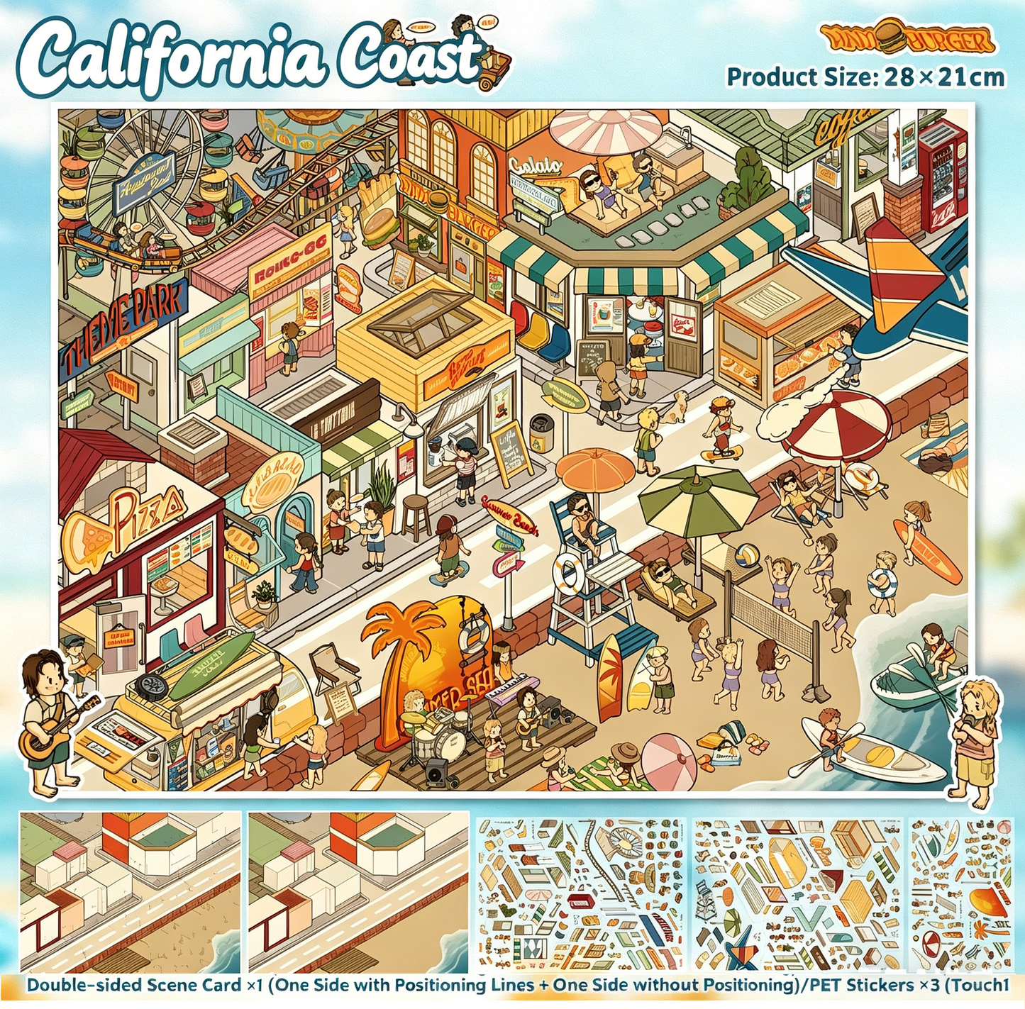 YiLan DIY 3D Scene Stickers 147.0 California Coast & Norwegian Village #308