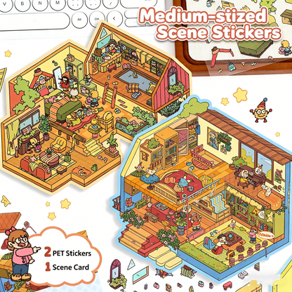 YiLan DIY 3D Scene Stickers 16.0 Cute Large Size 3D Cabin Doll Party #223