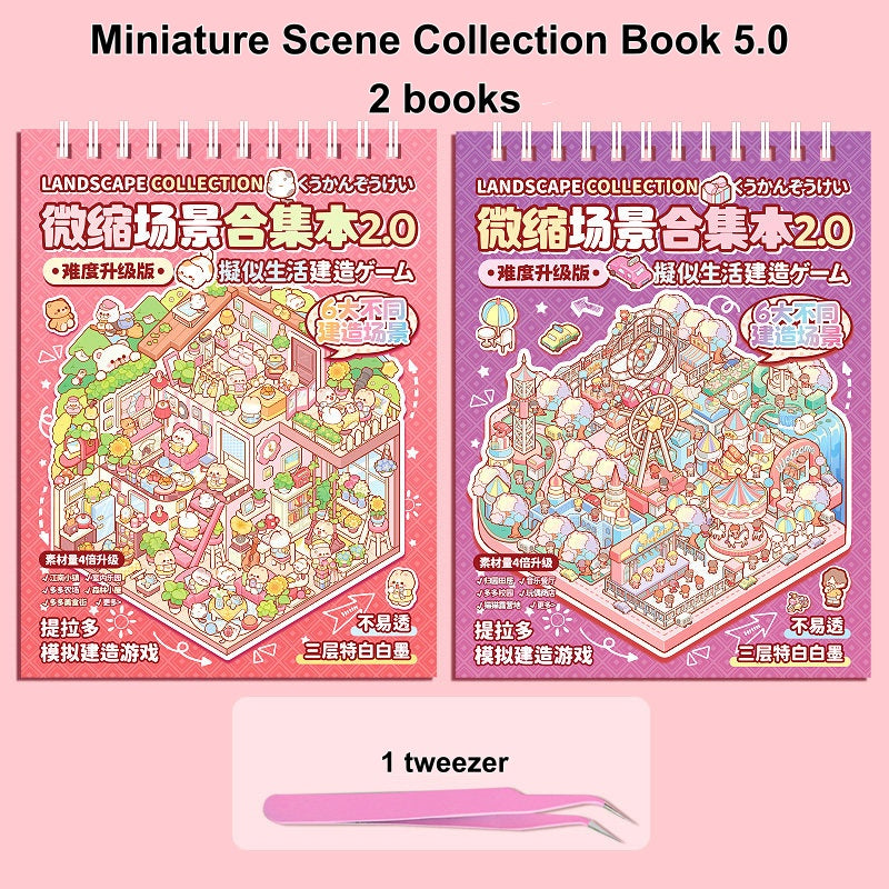 TELADO DIY 3D Scene Stickers collection book 2.0 landscaping sticker scene sticker hand account sticker 3D miniature cabin girl children's educational toy DIY hand account sticker decorative creative sticker#100
