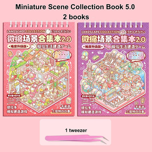 TELADO DIY 3D Scene Stickers collection book 2.0 landscaping sticker scene sticker hand account sticker 3D miniature cabin girl children's educational toy DIY hand account sticker decorative creative sticker#100