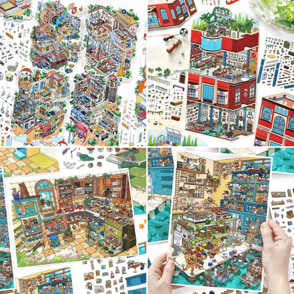 Infeelme's 36th play of DIY 3D Scene Stickers in open today, My Cabin Scene Miniature Landscaping Sticker Large#160