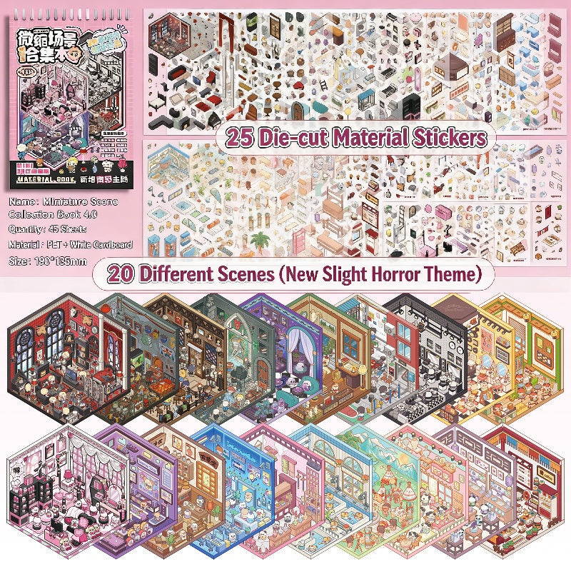 TELADO miniature scene collection book 3.0 new landscaping sticker scene hand account sticker three-dimensional miniature hut girl children's educational toy DIY hand account sticker decorative creative sticker#85