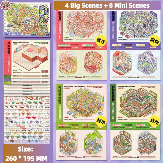 TELADO DIY 3D Scene Stickers collection book 4.0 micro-horror landscaping sticker scene hand account sticker three-dimensional miniature hut girl children's educational toys DIY hand account sticker decorative creative sticker#99