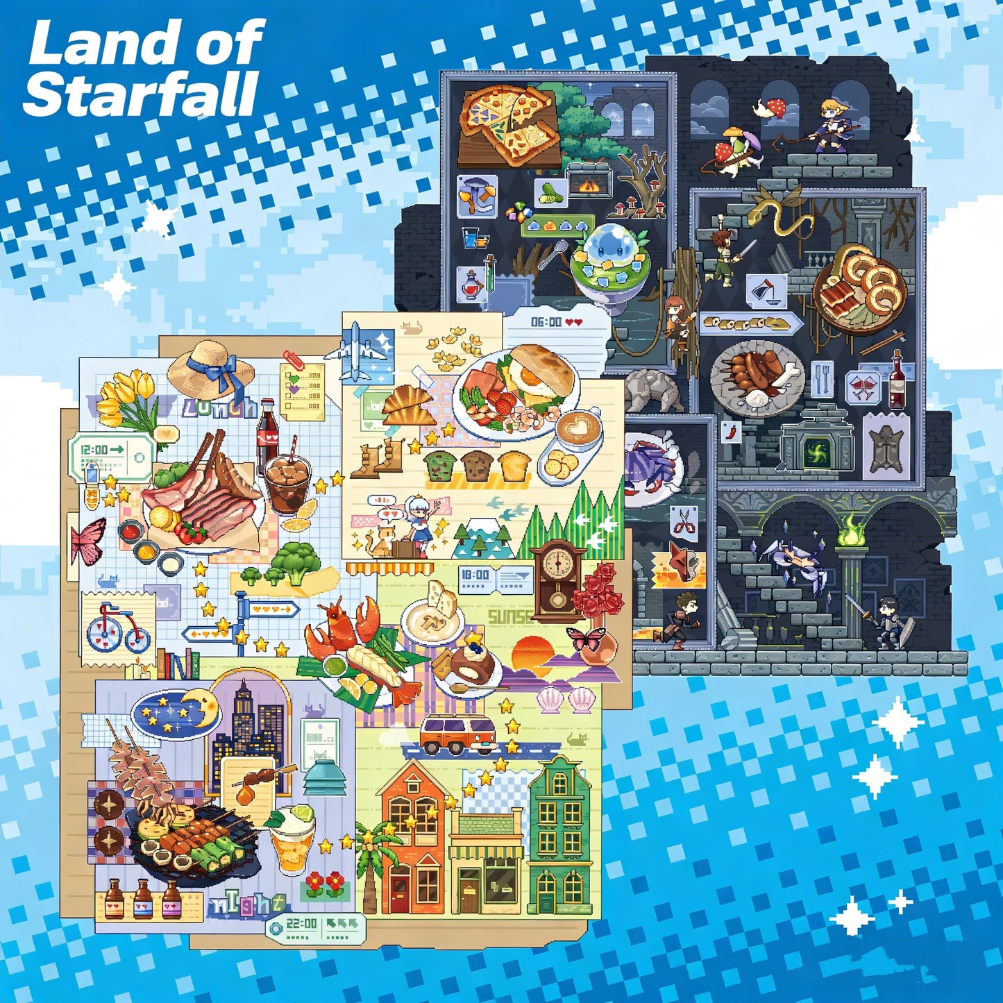 The Land of Falling Stars 5.0 pixel DIY 3D Scene Stickers decompression DIY miniature space#168
