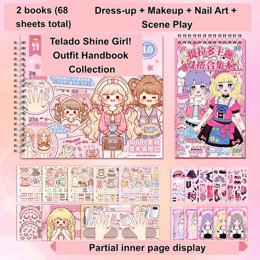TELADO Beauty Girl Dressup Manual Collection Girl Children's Toys Princess Sticker Book Character Handbook Makeup#93
