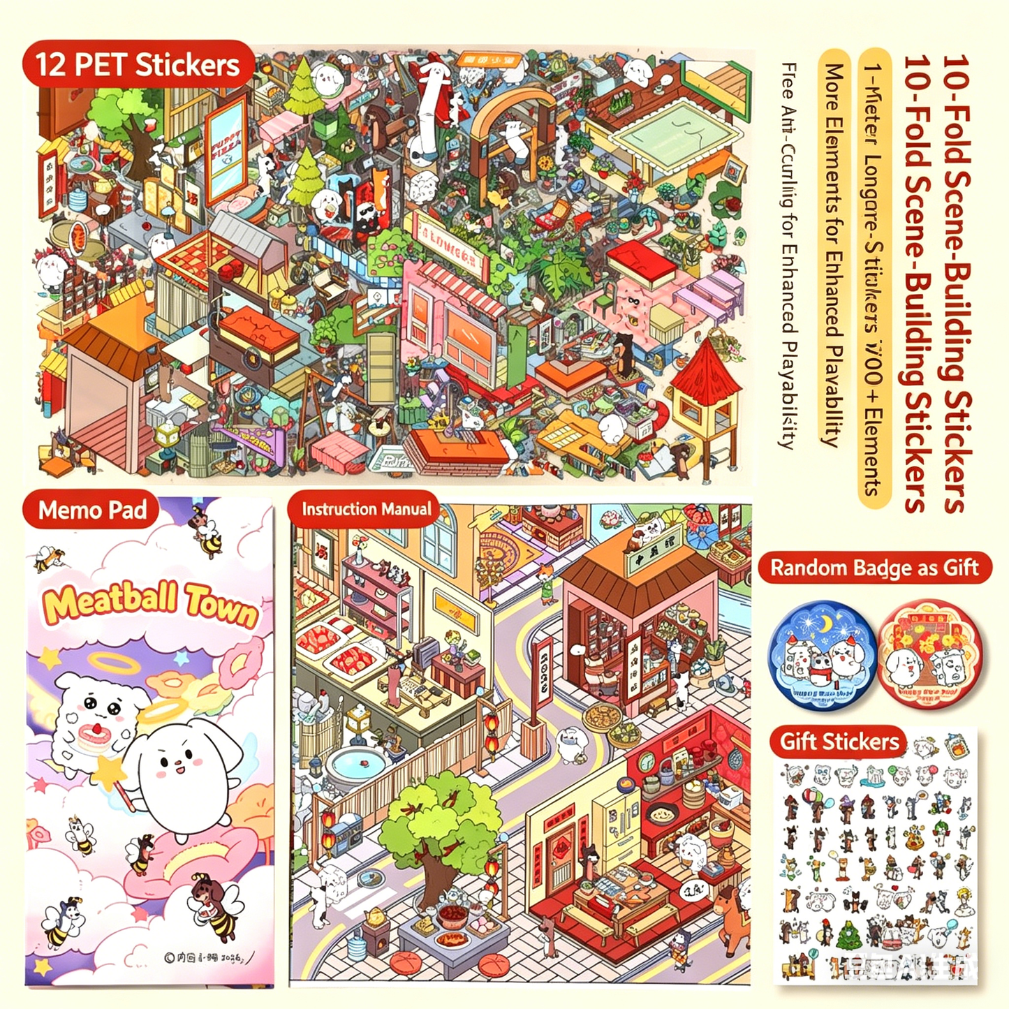Meatball Puppy Season 6.0 DIY 3D Scene Stickers Handmade DIY Scene Stickers Extra Long Memorial Book Ten Folding Pages #212