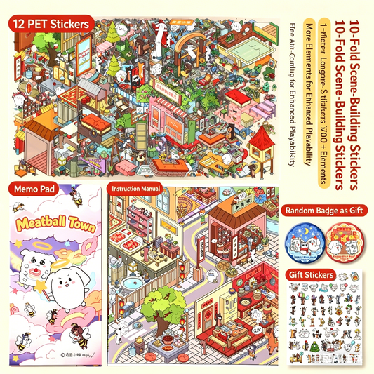 Meatball Puppy Season 6.0 DIY 3D Scene Stickers Handmade DIY Scene Stickers Extra Long Memorial Book Ten Folding Pages #212